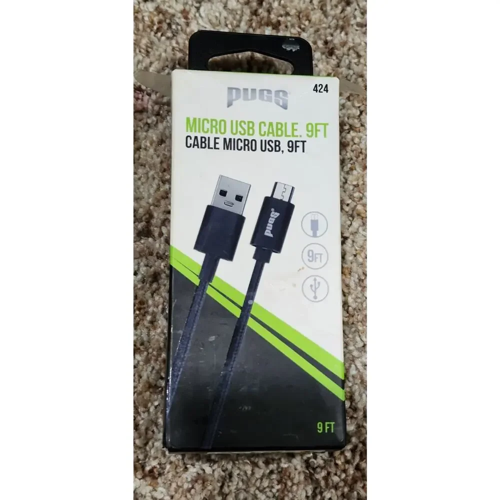 PUGS Micro USB Cable 424 Extra Long 9 Foot Tangle Resistant